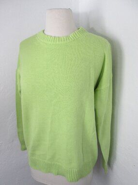 Lands' End Drifter 100% Cotton Lime Green Pullover Sweater Women's S (2-4) NWT